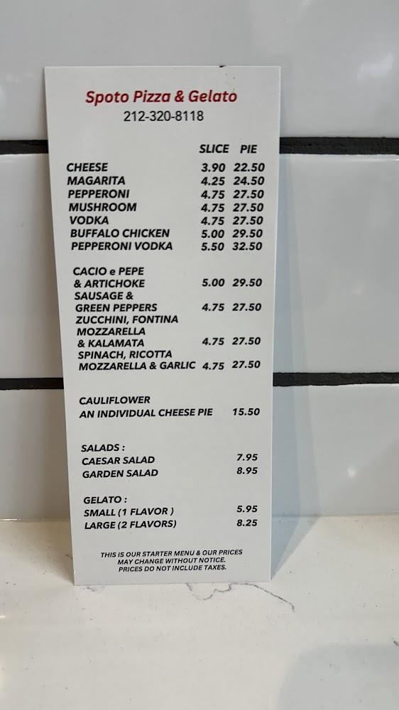 Spoto Pizza & Gelato Menu image 1